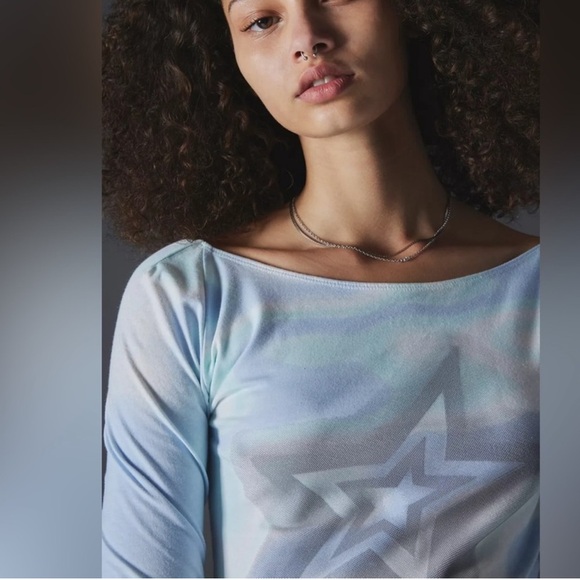 Silence + Noise Pastel Blue Star Blouse - Picture 2 of 8